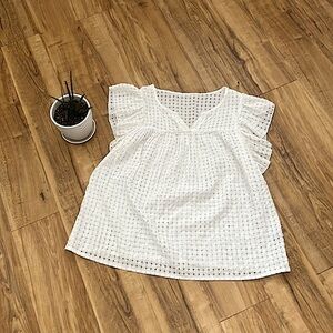 EUC SHEIN Curve Sheer Cut Out Lightweight Blouse